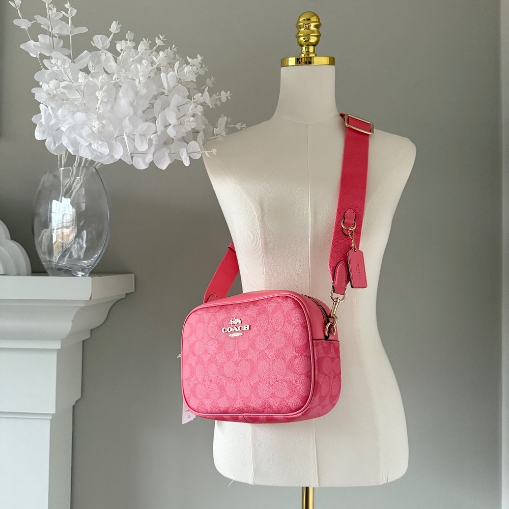 Coach Jamie Camera Bag in Pink Lemonade Blocked Signature Canvas (NWT)